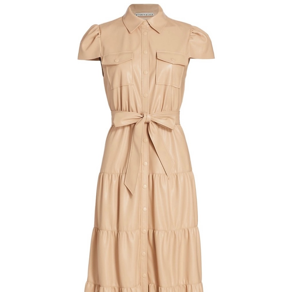 Alice + Olivia Miranda Faux Leather Shirtdress